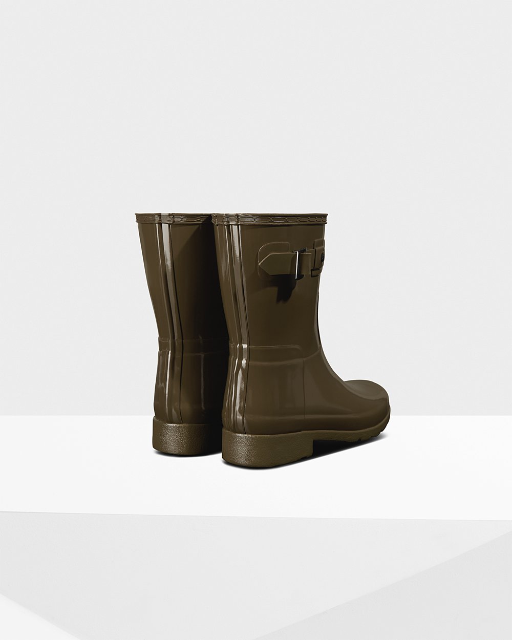 Women Hunter Refined Slim Fit Gloss | Short Rain Boots Green | NZ-18526-OGVU